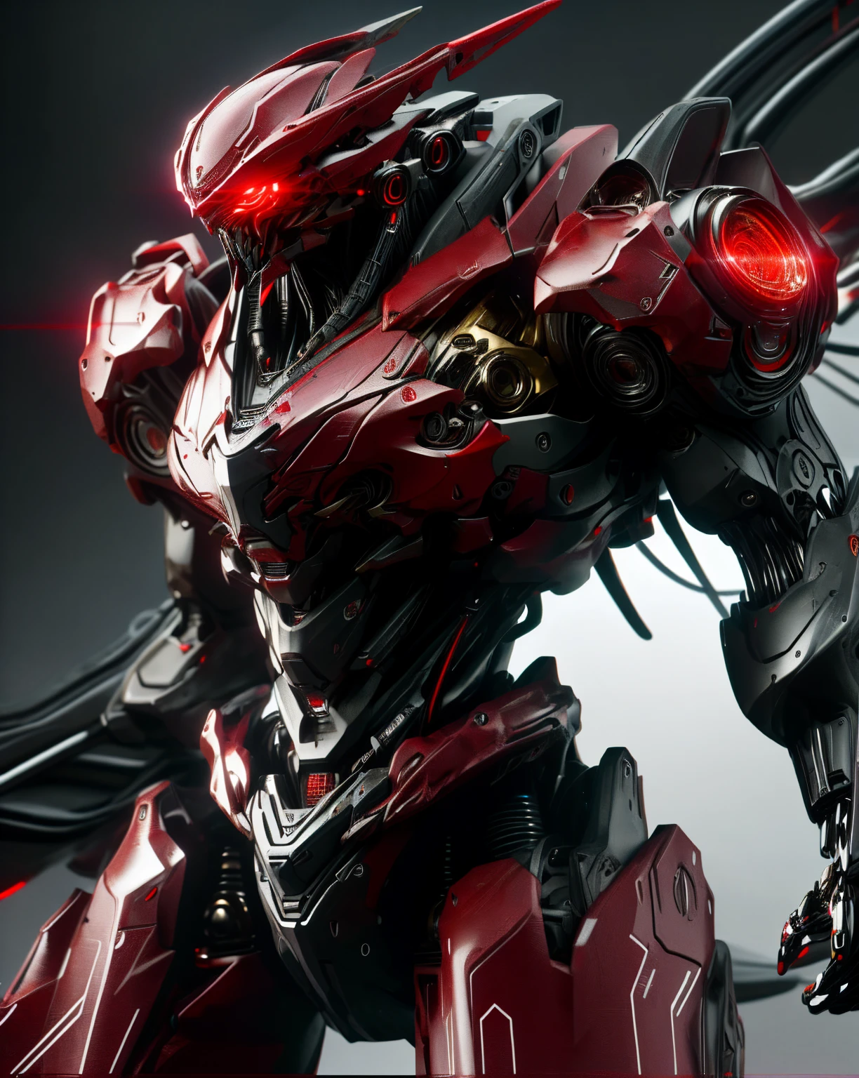 (masterpiece, ultra high res, 16k uhd, high quality),1cyborg red light
