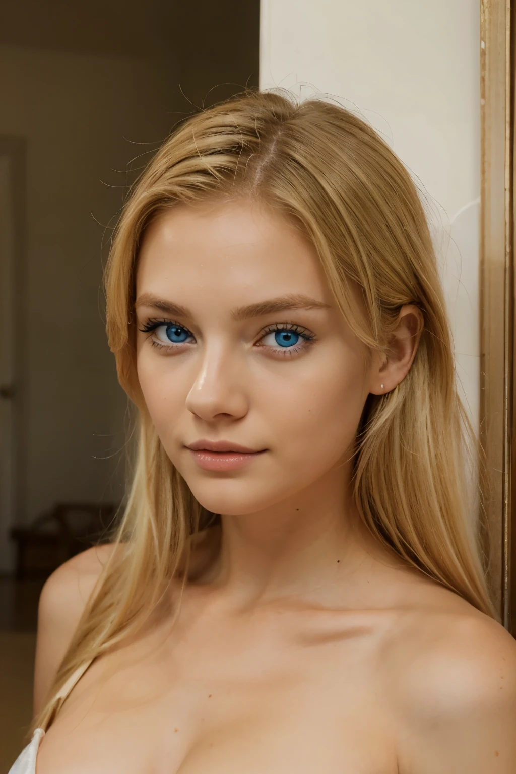beautiful blonde lady with blue eyes