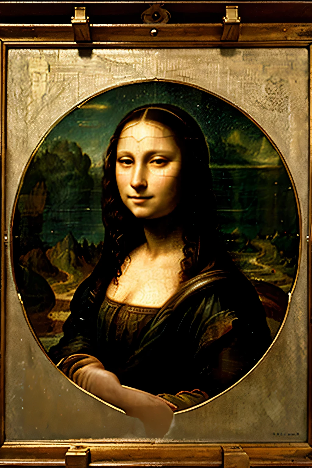 A matrix of Da Vinci style paintings, grid, Mona Lisa