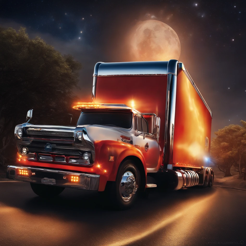 # The Super Truck

In the heart of the city, where neon lights dance,
There roared a mighty truck, a true marvel of chance.
Its wheels spun like galaxies, chrome gleaming bright,
A symphony of horsepower, under the moon's soft light.

## The Hood, a Cosmic Canvas

Upon its hood, a cosmic canvas unfurled,
Painted by stardust and dreams of the world.
Nebulas swirled, meteors streaked in flight,
As constellations whispered secrets through the night.

## Headlights, Twin Suns

Its headlights blazed like twin suns at dawn,
Guiding lost souls, weary travelers drawn.
Through interstellar highways, it cruised with grace,
A celestial chariot in this earthly space.

## Exhaust Pipes, Volcanic Vents

From its exhaust pipes, volcanic vents erupted,
Spewing cosmic flames, dreams uncorrupted.
The asphalt trembled, stars blinked in surprise,
As the super truck roared, defying the skies.

## Tires, Celestial Orbits

Each tire spun like a planet in orbit's embrace,
Leaving comet trails, a celestial race.
Gravity surrendered, time bent its knee,
For this super truck transcended reality.

## Tailgate, Portal to Adventure

And the tailgate? Ah, that was the key,
A portal to realms where imagination ran free.
Step aboard, dear traveler, buckle up tight,
For the super truck awaits, ready for flight.

So next time you glimpse a truck with cosmic flair,
Remember the legend of the sinister Lucifer super truck rare.
Decked out in wonder, fueled by dreams,
It roams the highways, where reality gleams.
