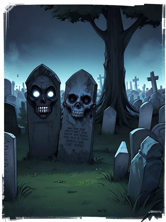 Zombies men and women Jennifer Connelly zombie carstyle Cartoon style digital illustration cemetery background