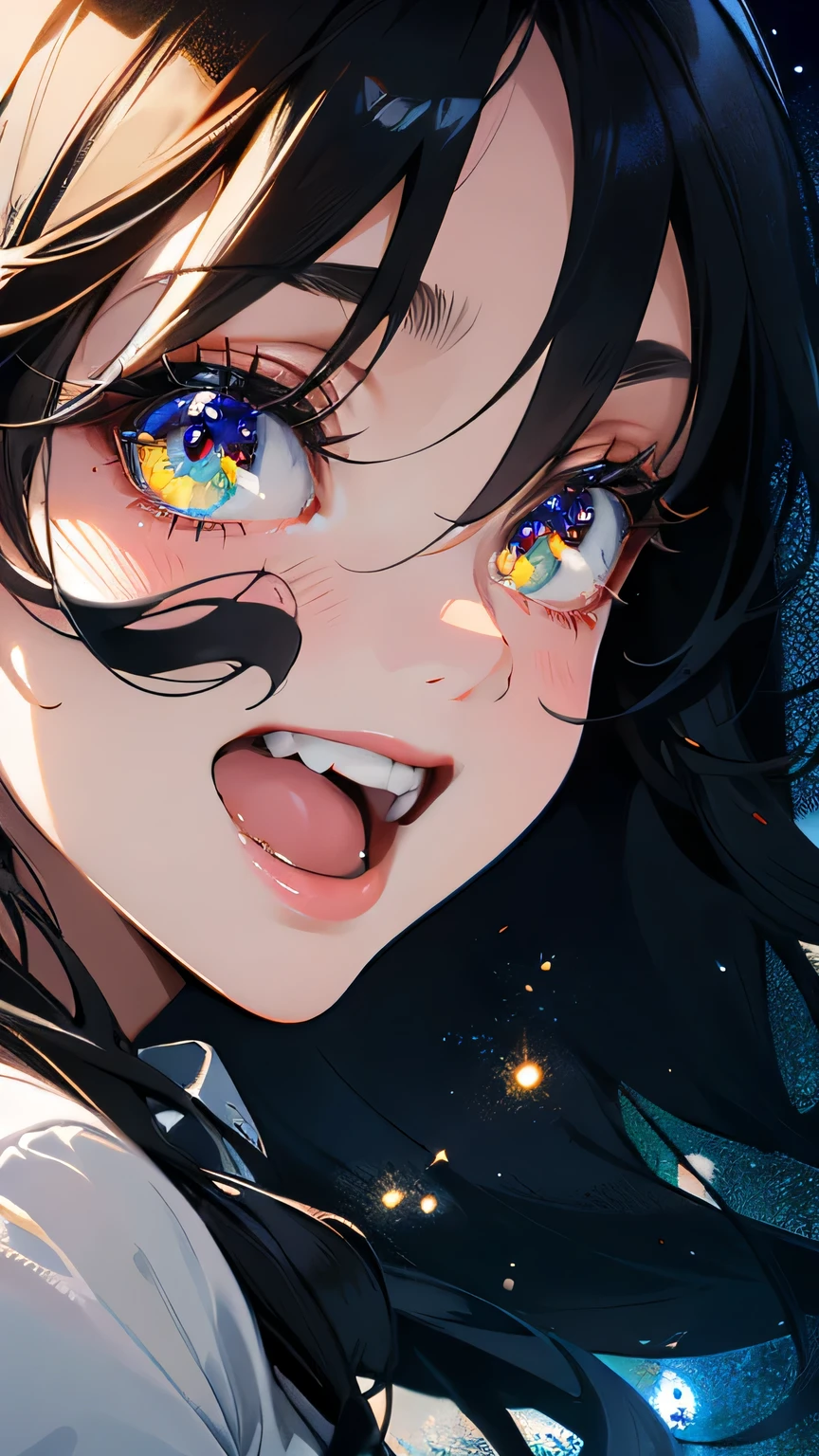 A once-in-a-millennium masterpiece, A photo you will never get again, Inexplicable high resolution, The most beautiful adult woman in the world, Ultra high definition eyes, jewel-like eyes, Eyes that seem to draw you in, Droopy eyes, laugh playfully, The moon is beautiful, extreme close-up shot