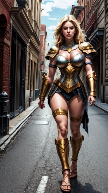 (8K, Best Quality: 1.2), (Masterpiece: 1.37), (american comics: 1.37), (Ultra High Resolution), Full Body Shot, Perfect Female Body, 8K, Ultra Detailed, Walking Pose, Shot from the Front, Slow Motion, 21-Year-Old Female Paladin (Richly Decorated Armor, Big Breasts, Thin Waist, Long Legs, roman sandals Standing), (Highest Quality, Concept Art, 4k), (simulation: 1.2), (high sharpness), Masterpiece, best quality, (highly detailed photo: 1.1), realistic photography