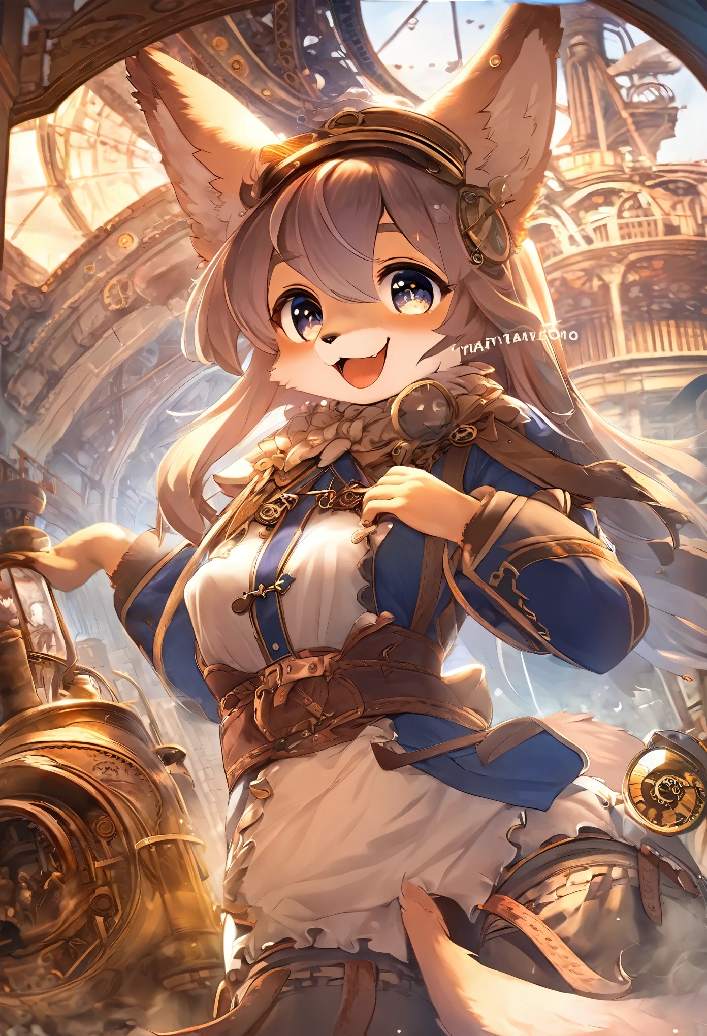 cover_page, highres, top quality, best quality, paid reward available, High-quality illustrations, unparalleled masterpiece, perfect artwork, absurdres, super high resolution, detailed background, Steam punk, Beautiful World Heritage, 6+boys, 6+girls, Happy, joyful(Photos of solo travelers)(kemono, furry anthro)cinematic lighting, dynamic angle,