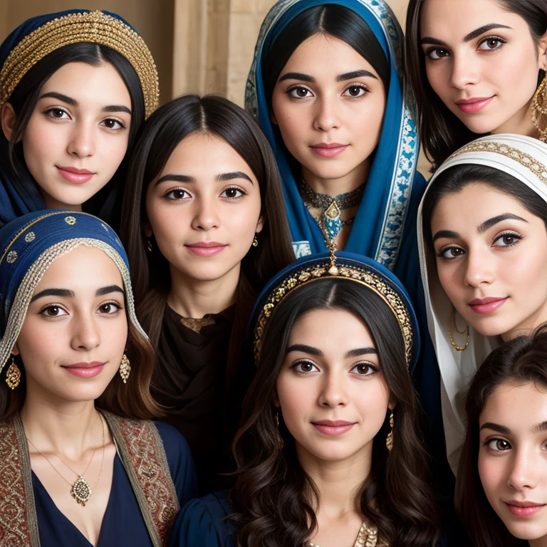 group of beautiful Sephardic Jews focus on face