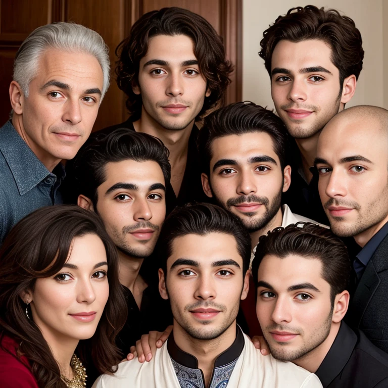 group of beautiful Sephardic Jewish men focus on face