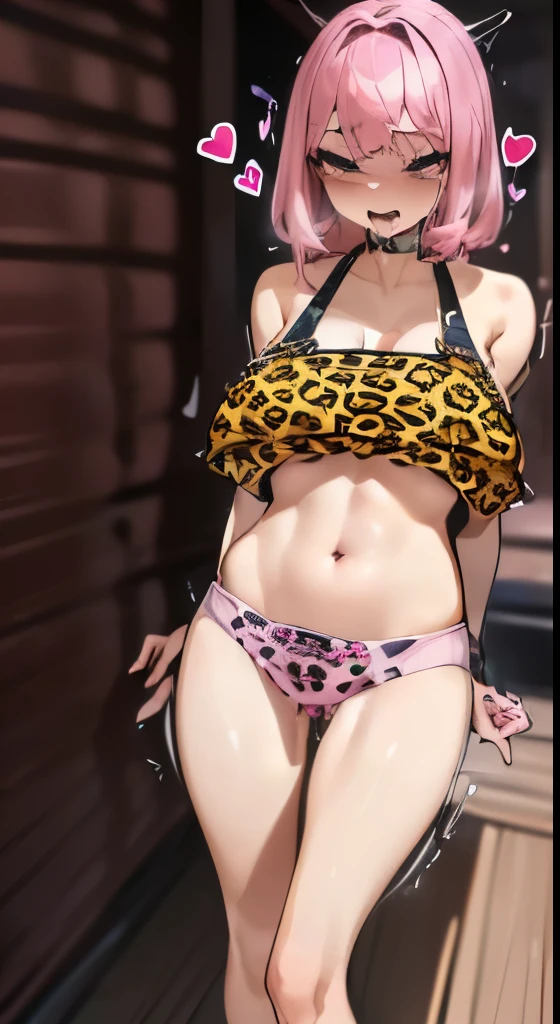 (((Screaming , big breasts))), Exclamation mark, Moaning, Many Hearts,Spoken Heart, Comic Strip,
((shake、(moving line, Motion Blur))、lots of heart speech bubbles,(((Galファッション、Bitchファッション)))、Brown Skin、(((Bitch、Gal、BitchGal、Galバッチ、Pink leopard print underwear、sexy、slender、Model Body Type、skinny、Heavy makeup,Galメイク)))、Full Shot, (Ahegao:0.5)、(Dark closed room:1.8)、A girl who provokes and seduces、