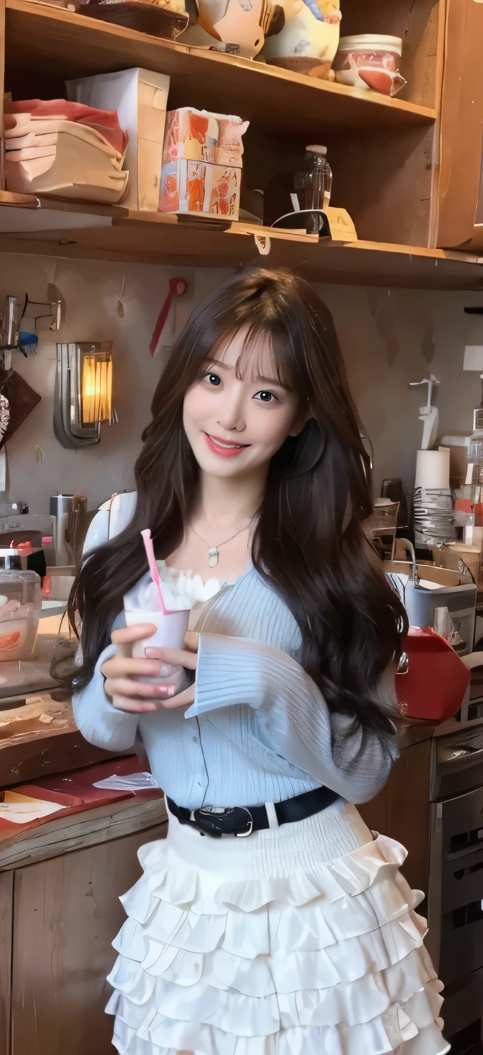 (on the table, best quality, Realistically, Super detailed, meticulous, High resolution, 8K Wallpaper), Close-up portrait of a beautiful woman, like, Smile, light brown messy hair, Perfect dynamic composition, beautiful meticulous eyes, Just like the cover of a fashion magazine, On Campus