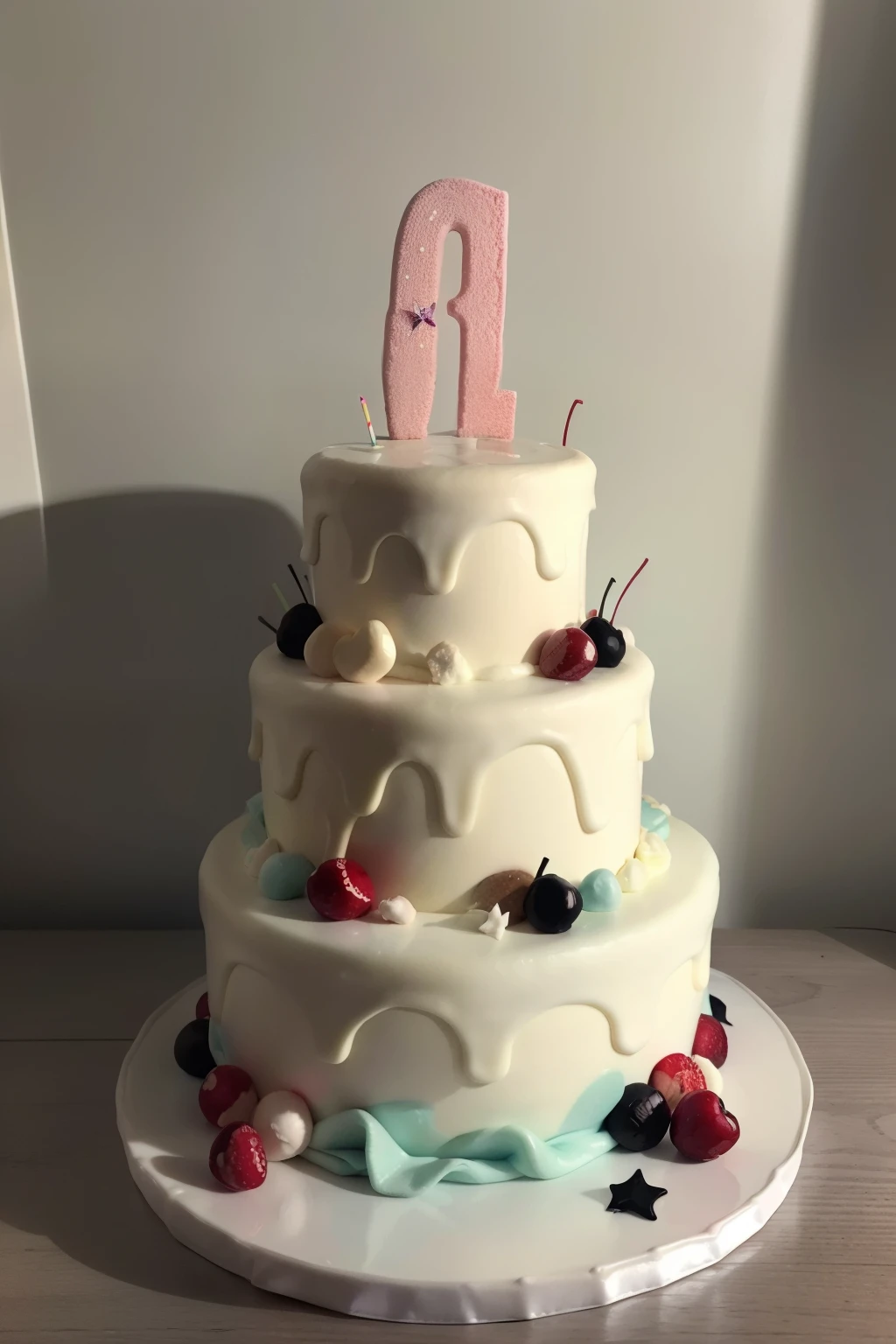 Masterpiece: 1.0, Happy Birthday Cake, Realistic, Detailed, 3D Rendering, High Resolution, Beautiful, Delicate, Icing, Candles, Fondant, Bakery, Edible Decorations, Cake Stand, Birthday Scene, Custom Design, Baked Goods, Sweet Treat, Aesthetic, Vibrant Colors, Particle Effects, Mouthwatering, Birthday Celebration, Celebratory, Delightful, Joyful, Delicacy, Delight, Indulgence, Colorful, Tempting, Decadent, Sensational, Cherry on Top, Apple Topping, Confetti,