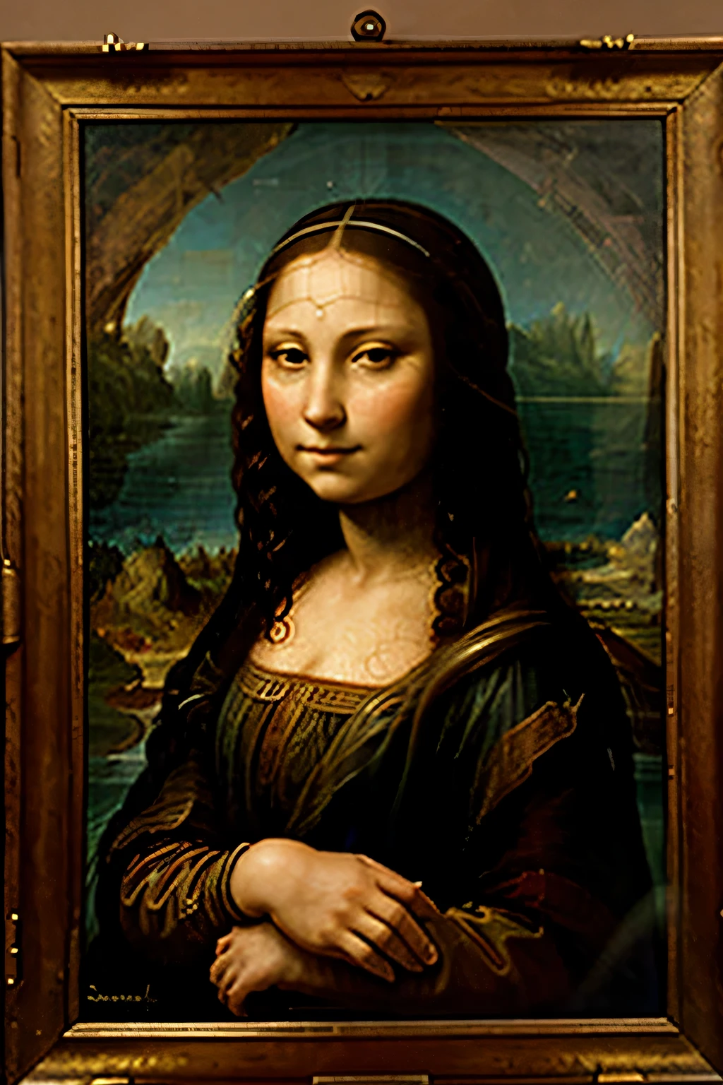 Da Vinci style paintings, grid, similar to Mona Lisa, detail
