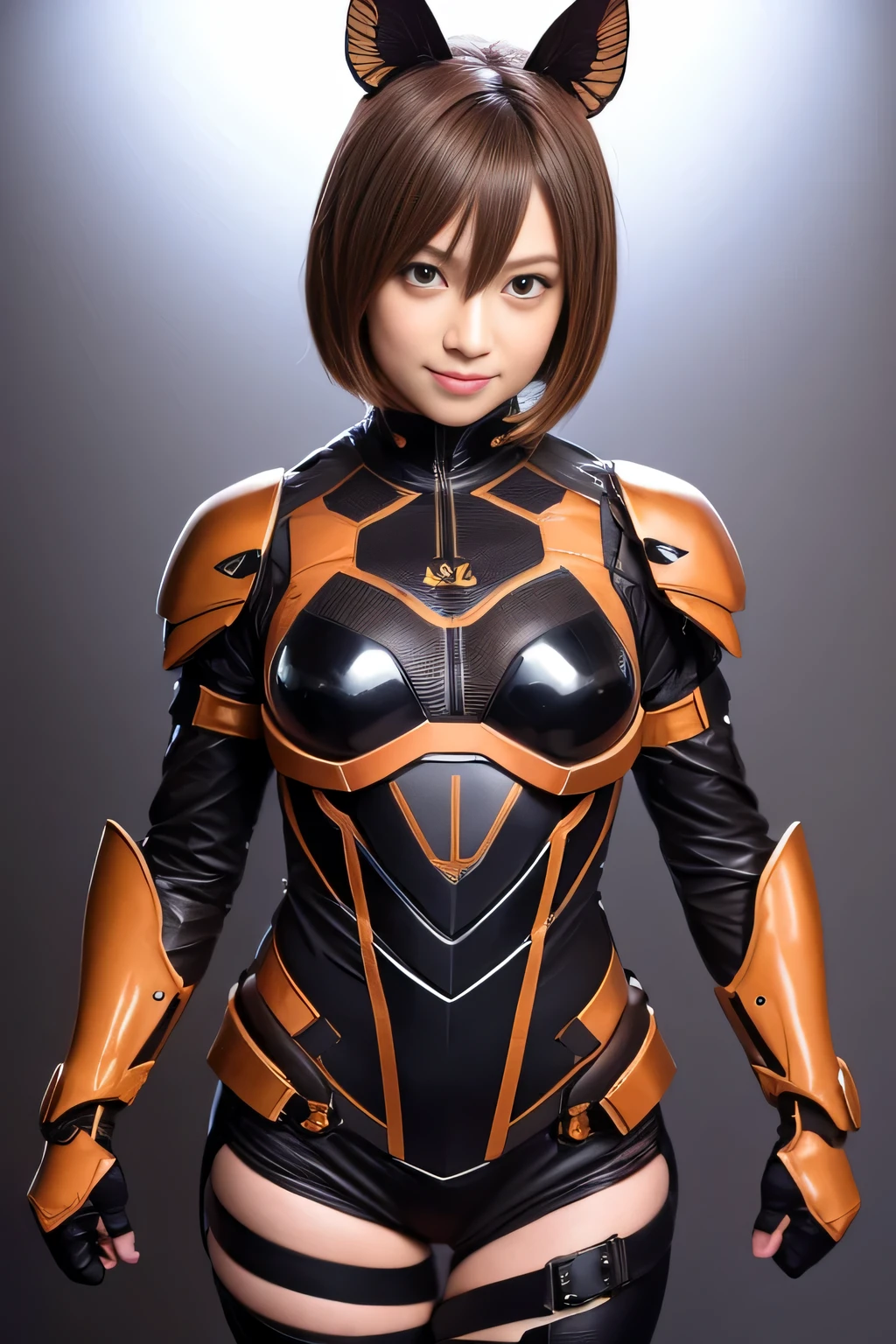 (high resolution,masterpiece,best quality,extremely detailed CG, anime, official art:1.4), realistic, photo, amazing fine details, all intricate, gloss and shiny,awesome many layers, 8k wall paper, 3d, sketch, kawaii, illustration,( solo:1.4), perfect female proportion,villainess, (fusion of dark brown cockroach and lady:1.4), (brown cockroach form lady:1.2), (brown cockroach lady:1.2), (fusion:1.2), (solo:1.4), (evil smile:1.2), muscular, abs, (cockroach brown exoskeleton bio insect suit:1.4), (cockroach brown exoskeleton bio insect armor:1.2), (brown transparency cockroach wing:1.4), (brown cockroach antennae:1.3),