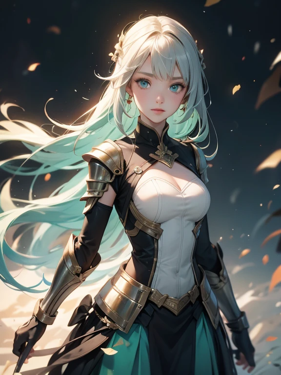 woman slender Fantasy sword士 Light clothing armor sword Half naked Blonde Silver Hair Red hair Green Hair Blue Hair