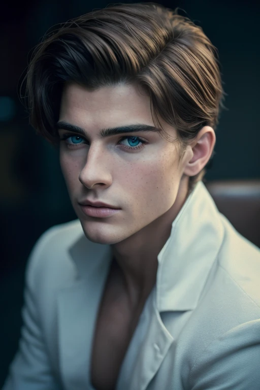 ortrait of a 18 year old young man, photo of a handsome (regency era man), elegant clothes (regency era clothes), baroque decoration, white skin, extremely pale skin, blonde boy, european boy, blonde hair, handsome supermodel, Greek profile, young greek god, sublime beauty, delicate facial features, beautiful facial features, Greek face, strong jaw, attractive boy, , cinematographic, best quality, sharpness, focus on the boy, anatomical perfection, golden ratio, commercial, perfect symmetry, facial symmetry, body symmetry, cinematographic light, ultra detailed, hyper realistic, strong jaw, beautiful eyes, (8k, RAW photo, best quality, masterpiece:1.2), (realistic, photo-realistic:1.37), ultra-detailed, (high detailed skin:1.2), 8k uhd, dslr, soft lighting, high quality, film grain, Fujifilm XT3, professional lighting, handsome 1man , (thin lips:1.3), masterpiece, pale skin,(strong jaw:1), Award winning (portrait photo:1. 4), high quality, hyper realistic, 4k, realistic, backlighting, (shallow depth of field:1. 5), by lee jeffries nikon d850 film stock photograph 4 kodak portra 400 camera f1. 6 lens rich colors hyper realistic lifelike texture dramatic lighting unreal engine trending on artstation cinestill 800 (vignette:1. 3), filmgrain, artistic photography, perfect composition, beautiful detailed, cinematic perfect light