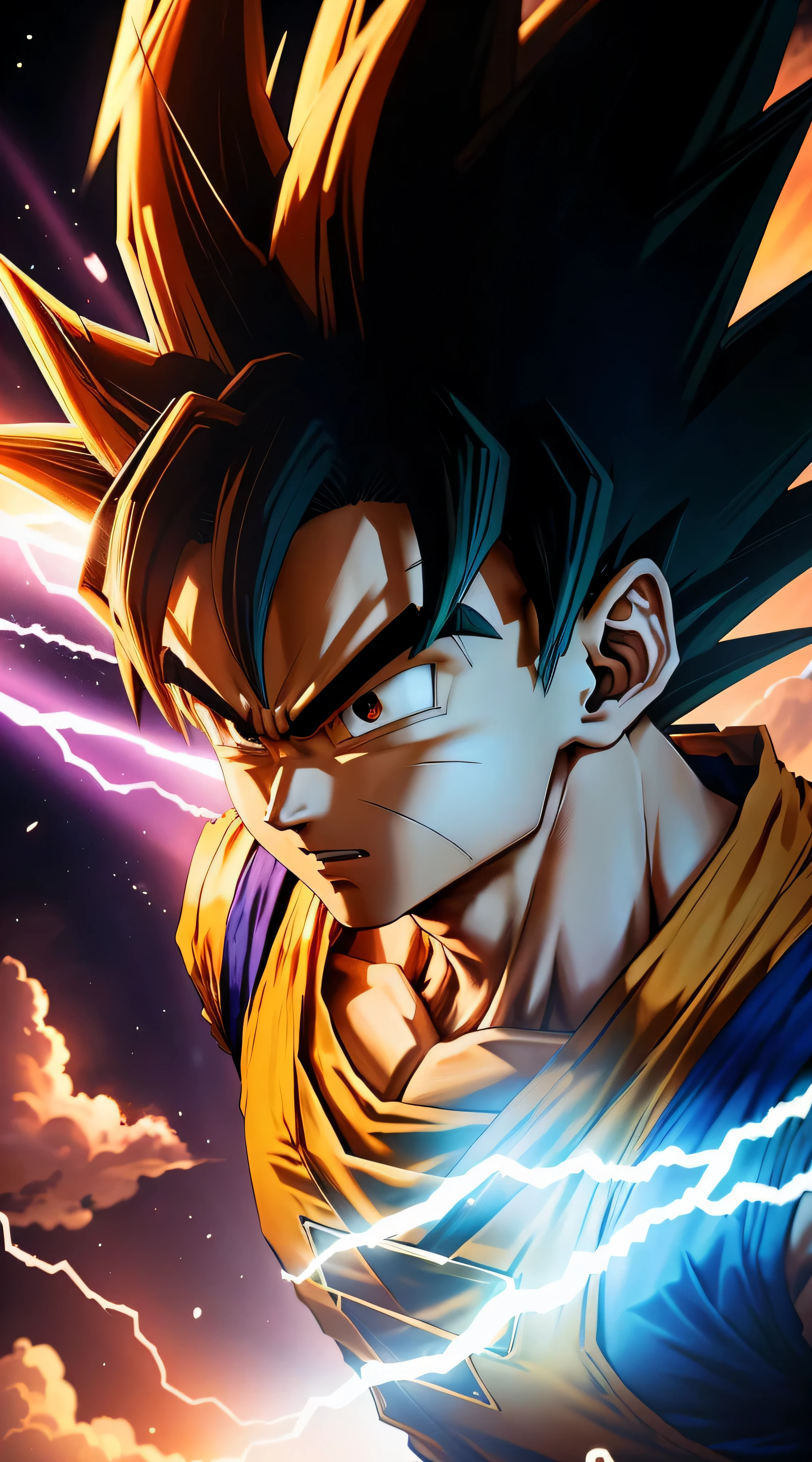 anime artwork, Beautiful light effect, Very detailed, son goku (Dragon Ball)
