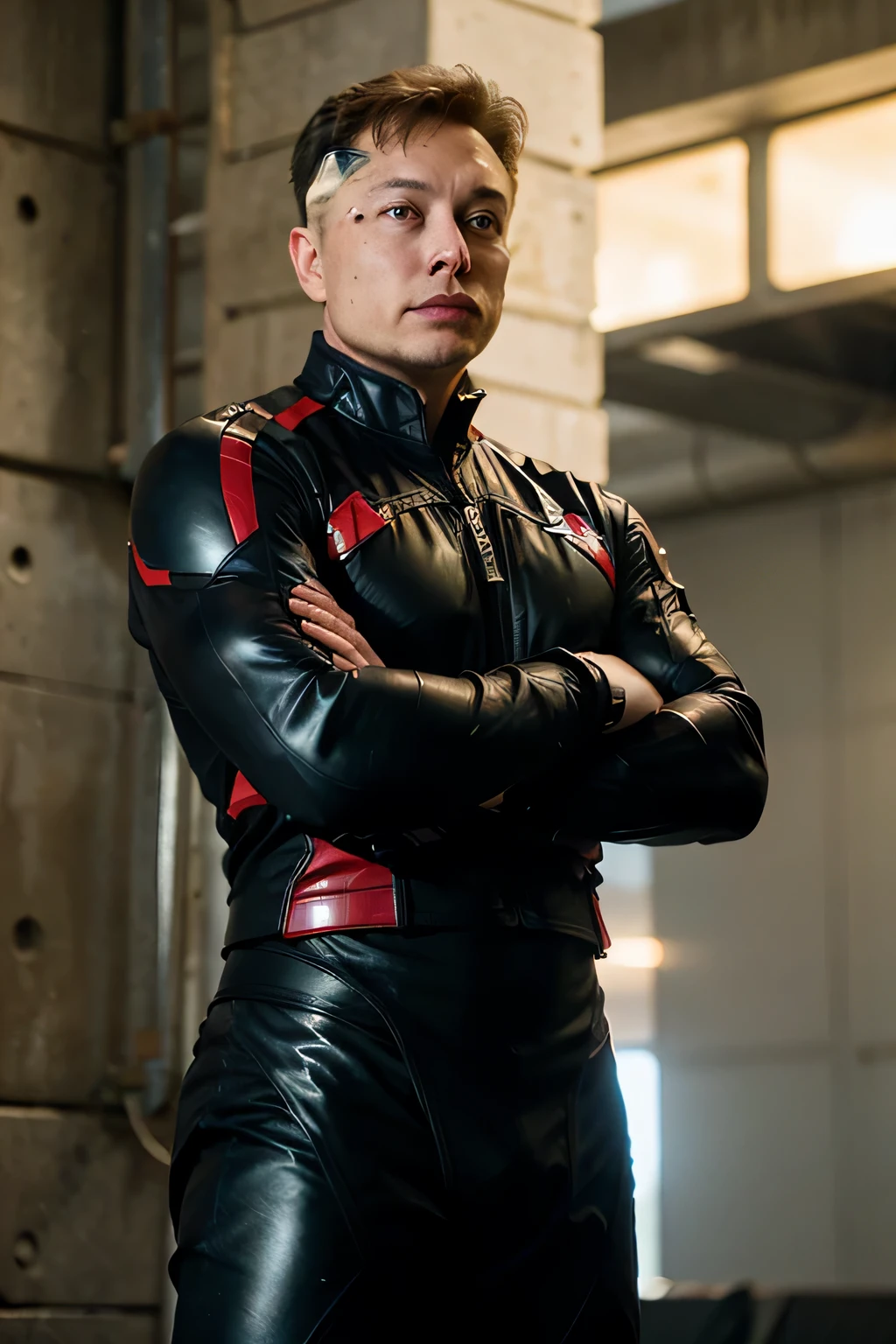The hero "X-Force" is a fearless and visionary man, inspired by the real-life innovator Elon Musk. Endowed with advanced technological abilities and a brilliant mind like Musk, he wears a futuristic suit made of high-tech and durable materials, with the stylized symbol "X" on his chest, representing his identity as a protector of innovation and progress. Just like Musk, X-Force is known for his courage, determination, and dedication to using technology to create a better and safer world for all.