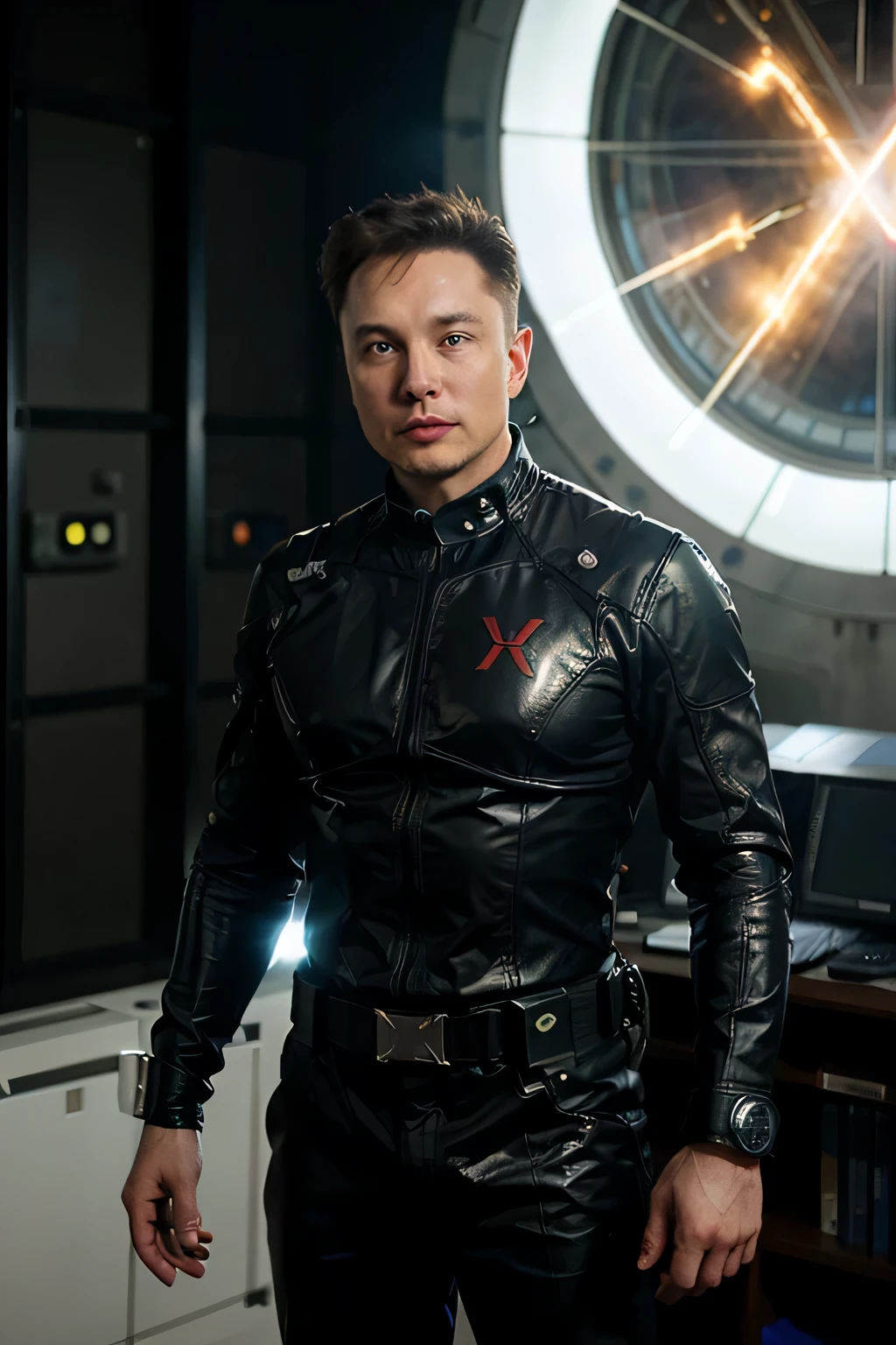 The hero "X-Force" is a fearless and visionary man, inspired by the real-life innovator Elon Musk at 52 years old. Endowed with advanced technological abilities and a brilliant mind like Musk, he wears a futuristic suit made of high-tech and durable materials, with the stylized symbol "X" on his chest, representing his identity as a protector of innovation and progress. Just like Musk, X-Force is known for his courage, determination, and dedication to using technology to create a better and safer world for all.