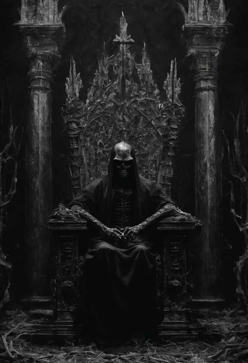 The Dark Lord on the Throne of Bones,Burning Background,Opening Hell's Gate,
