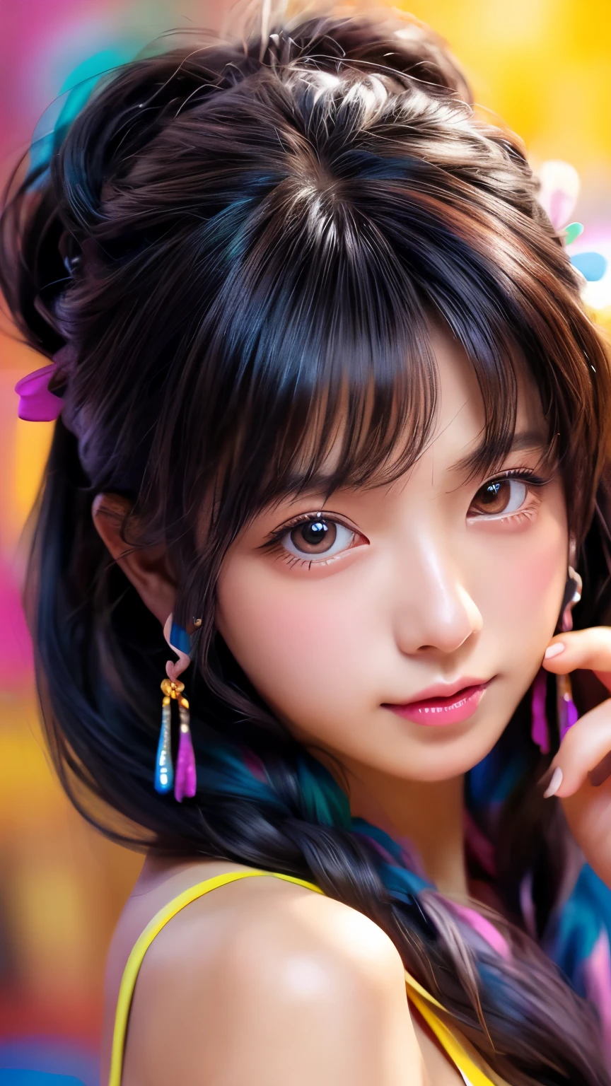 (masterpiece、highest quality、Official Art:1.2)、(colorful)、who should look'Watching、1 girl、Portraiture、alone、colorful水上浮遊、Random sexy poses、peekaboo、Pointing to the cheek