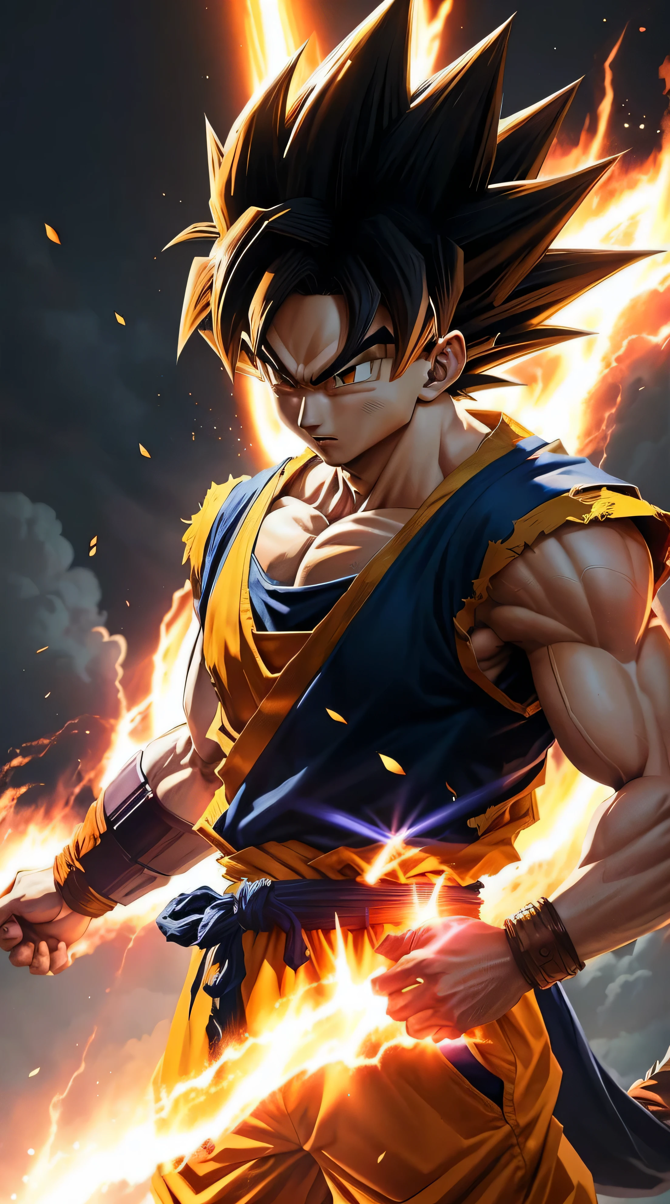 anime artwork, Beautiful light effect, Very detailed, son goku (Dragon Ball)