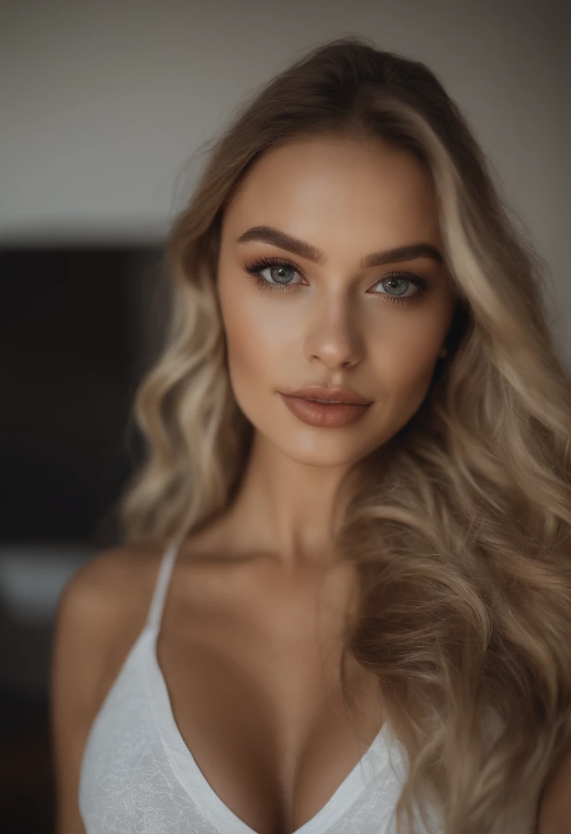 Oman with matching tank top and panties, fille sexy aux yeux bleus, Portrait de Sophie Mudd, Portrait de Corinna Kopf, cheveux blonds et grands yeux, selfie d'une jeune femme, ohne Maquillage, maquillage naturel, Regardez directement dans la caméra, Visage avec Artgram, maquillage subtil, Superbe photo du corps entier, dans la chambre, gros seins, blond, Latin, png