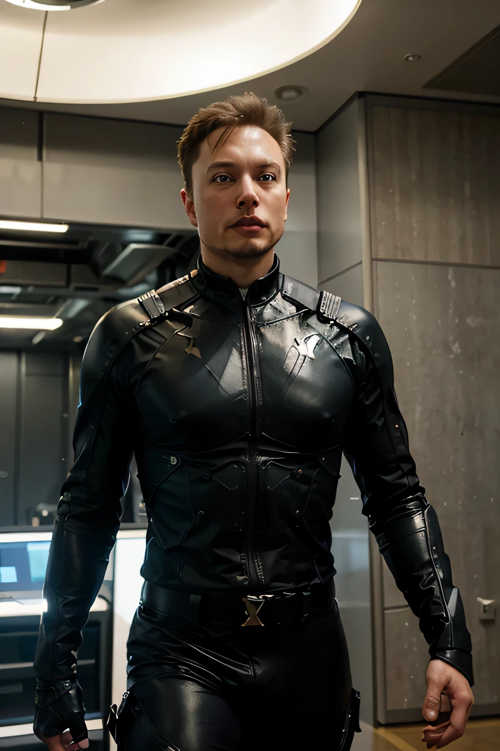 The hero "X-Force" is a fearless and visionary man, inspired by the real-life innovator Elon Musk at 52 years old. Endowed with advanced technological abilities and a brilliant mind like Musk, he wears a futuristic suit made of high-tech and durable materials, with the stylized symbol "X" on his chest, representing his identity as a protector of innovation and progress. Just like Musk, X-Force is known for his courage, determination, and dedication to using technology to create a better and safer world for all.