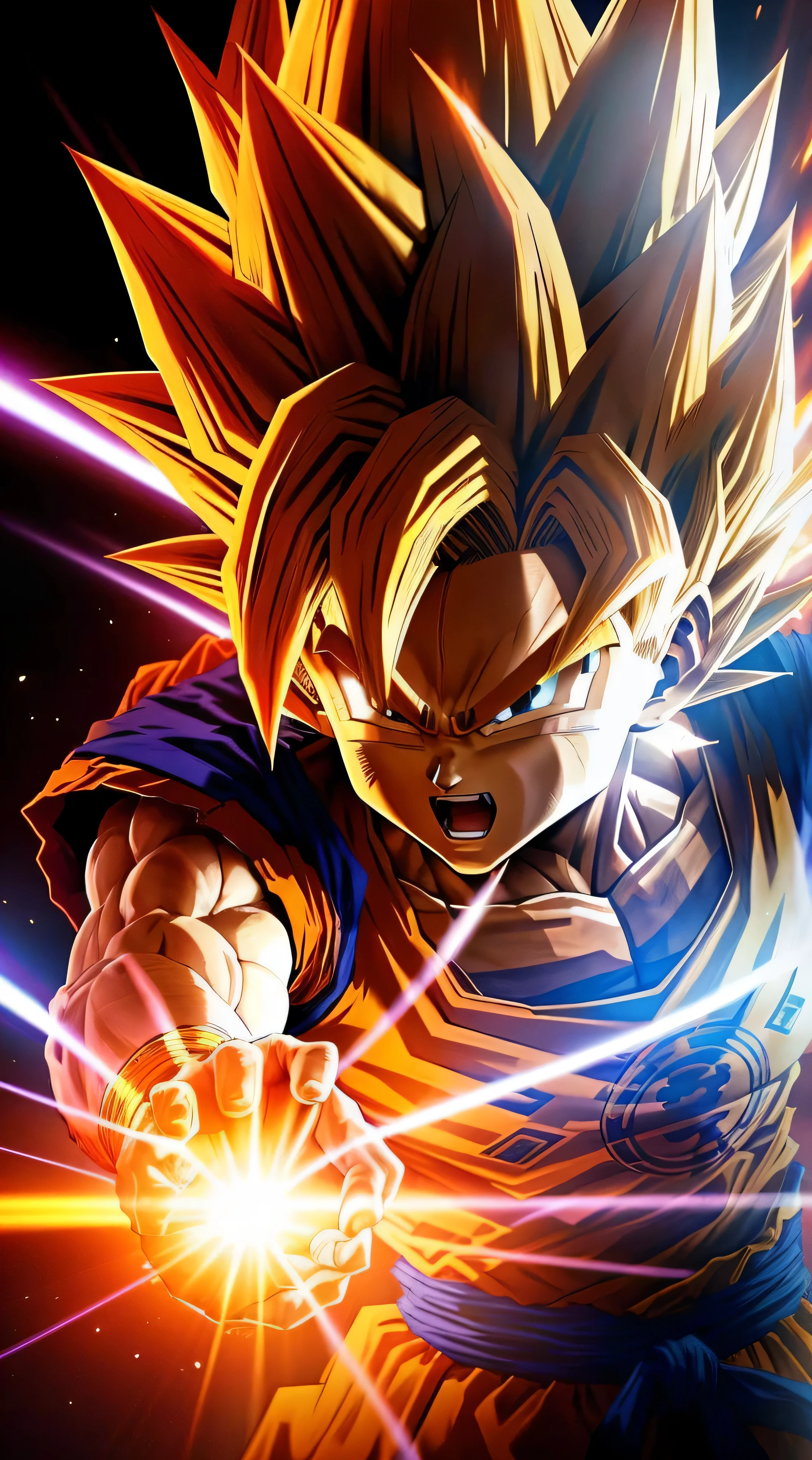 anime artwork, Beautiful light effect, Very detailed, son goku (Dragon Ball)
