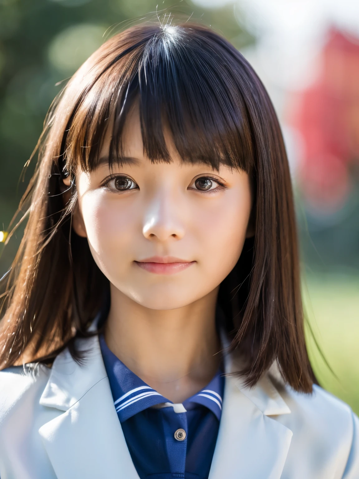 mik, 1 girl, Solo, Japanese girl, Cute Girl, Best Quality, Ultra-detailed, 8K, High resolution, (((face focus))), bob hair, (((school uniform,)))