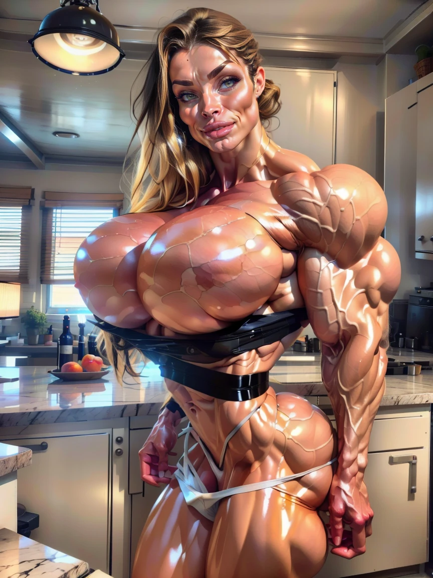 (8k, best quality, masterpiece:1.2), (realistic, photo-realistic:1.37), megan fox as a naked muscular demon woman with huge breasts posing for a photo, (muscular physique:1.5), (latex panties:1.25), sensual pose, wide upper body, beautiful face, perfect face, exposed nipples , perfect body, best quality, masterpiece, professional lighting, beautiful detailed eyes. (beautiful girl face:1.25)
