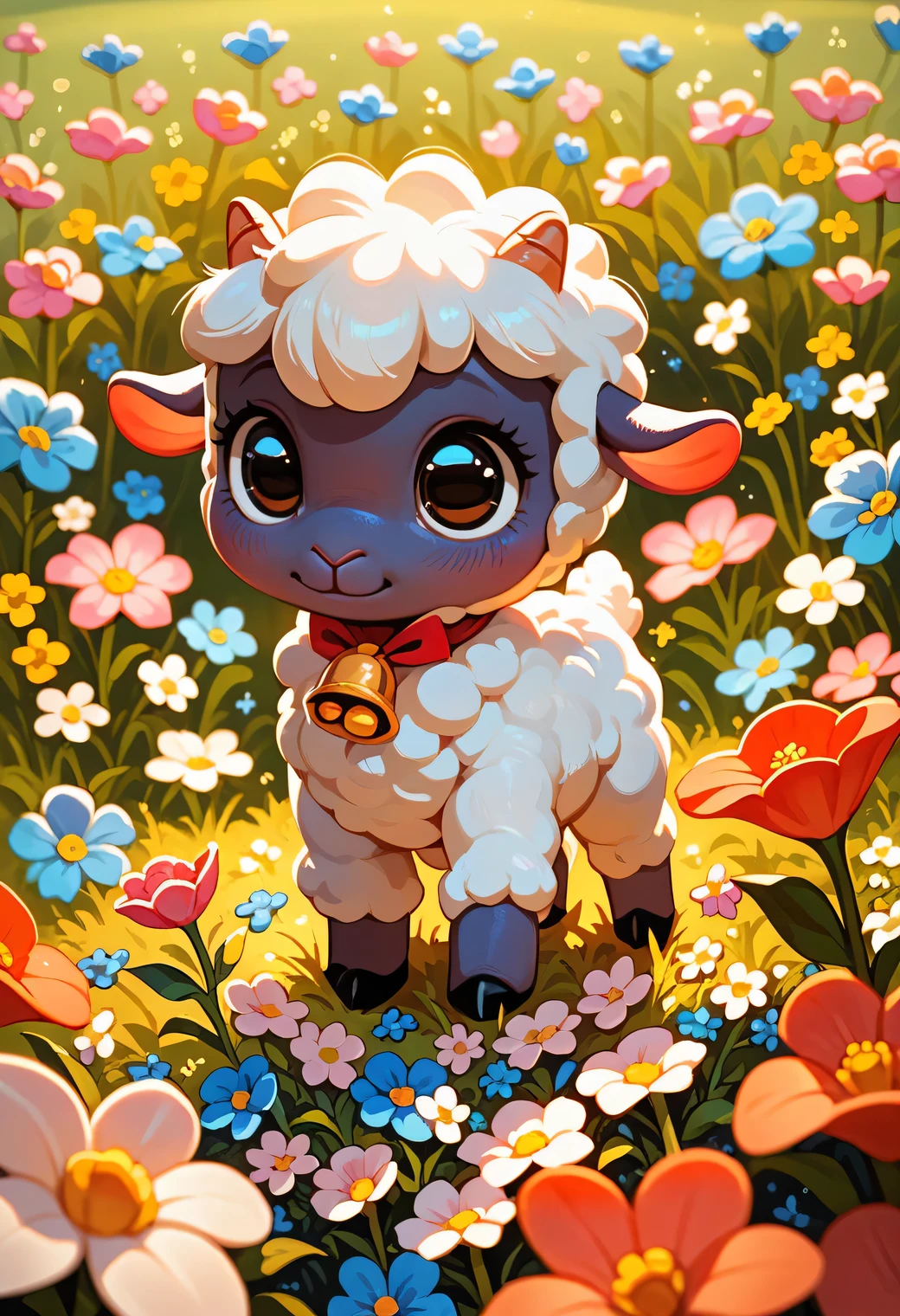 score_9, score_8_up, score_7_up, adorable lamb, spring, flowers