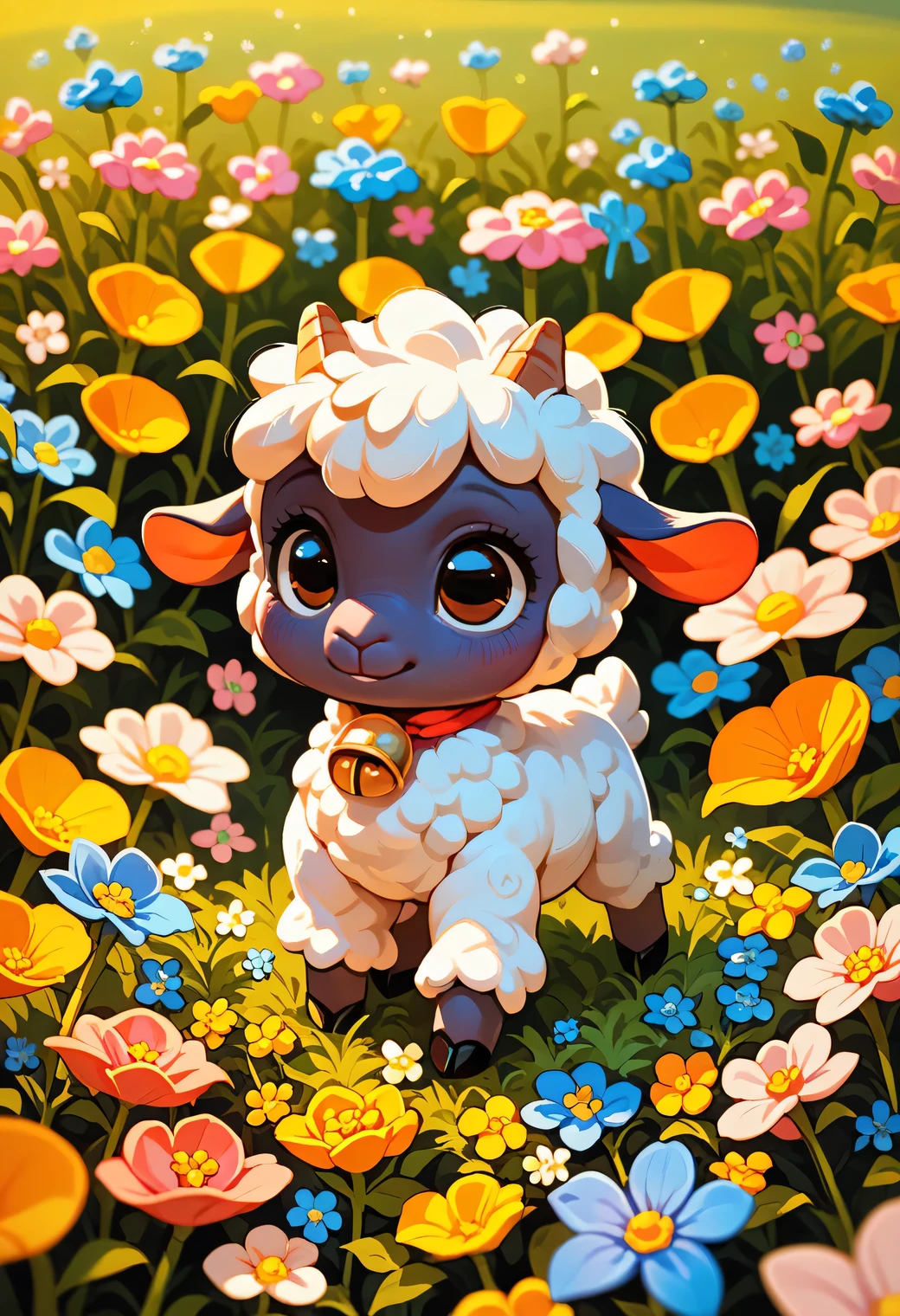 score_9, score_8_up, score_7_up,  adorable  lamb, spring, flowers