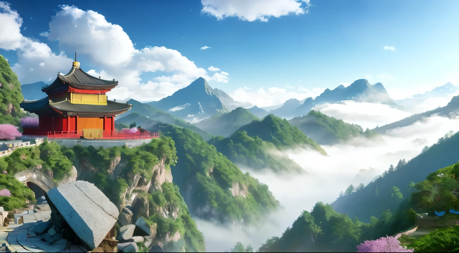 mountain top in the morning。