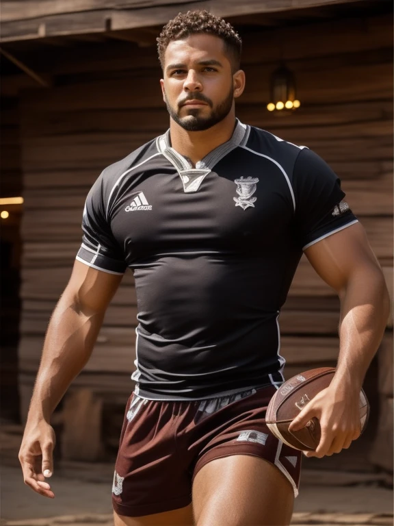 Um guerreiro viking loiro com barba cabelo raspado nas laterais com tatooagens tribais um colar tribal olhos azuis jovem musculoso, bonito, heroic, realista, charismatic, Muitos detalhes, Tema Fantasia Medieval Realismo, cinematic lighting, super detalhe