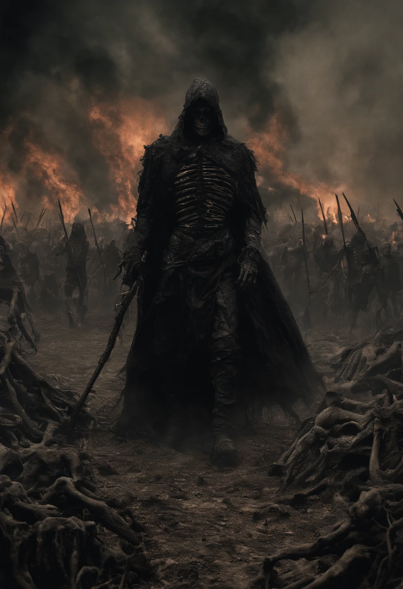 The dark army walks across the burning earth