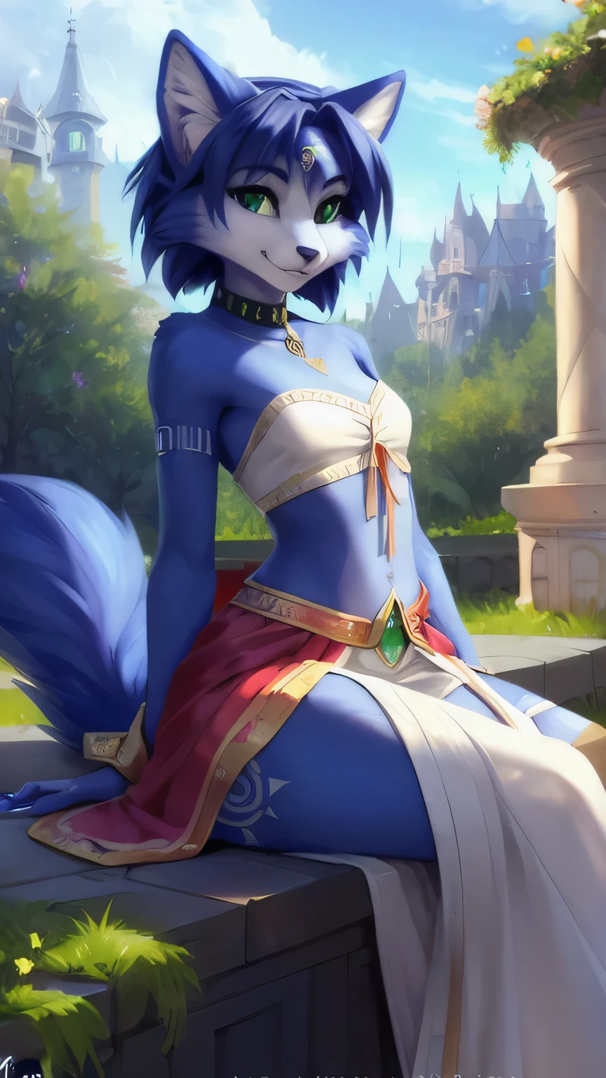 A beautiful and detailed (sweet picture) von ((Krystal)), Sternenfuchs Krystal, Schlank, liebenswert, green eyes, small breasts, lange haare,fantasie robe, Dekollete, Grinsen, hoch schauen,, Anthro, Pelzig, Hochgeladen E621, detailed flauschige fur, (von Fluff-Kevlar, Bayard Wu, personalami, Pino Daeni), detailliertes Gesicht, (flauschige), 1Girl, Allein,light armor, Bett, Top-Body-Up,