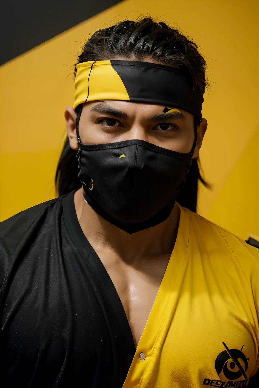logotipo, con el nombre "Muscle Ninja" en color negro y amarillo, destacando el amarillo