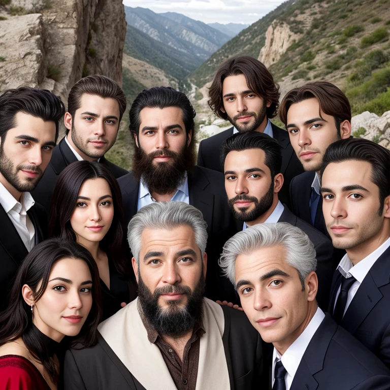 group of beautiful handsome jew ashkenazi focus on characters faces
