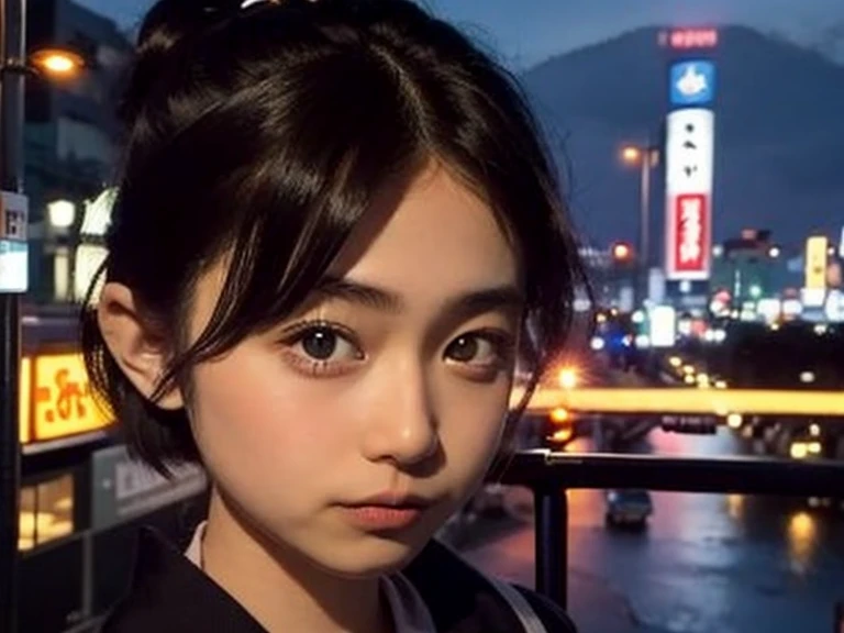Realistic, 8k, Beautiful woman, Attractive look, Clear system, short hair, 20-year-old, Tokyo, winter, Shibuya in the background