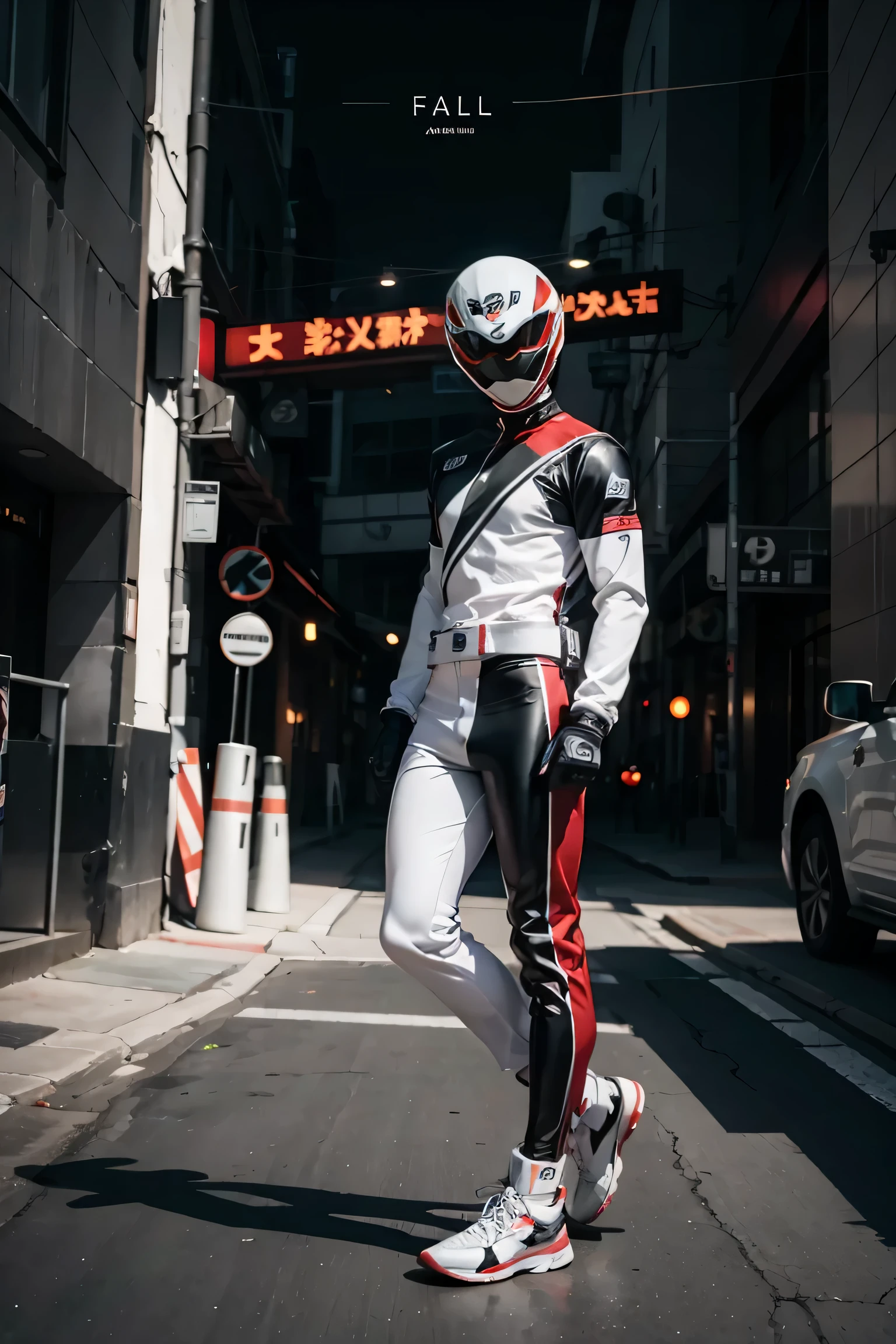 1boy, white, full body, Illustration, cinematic light, high resolution, best quality, ultra detailed, masterpiece, power suit, powerranger, suit, spd, 