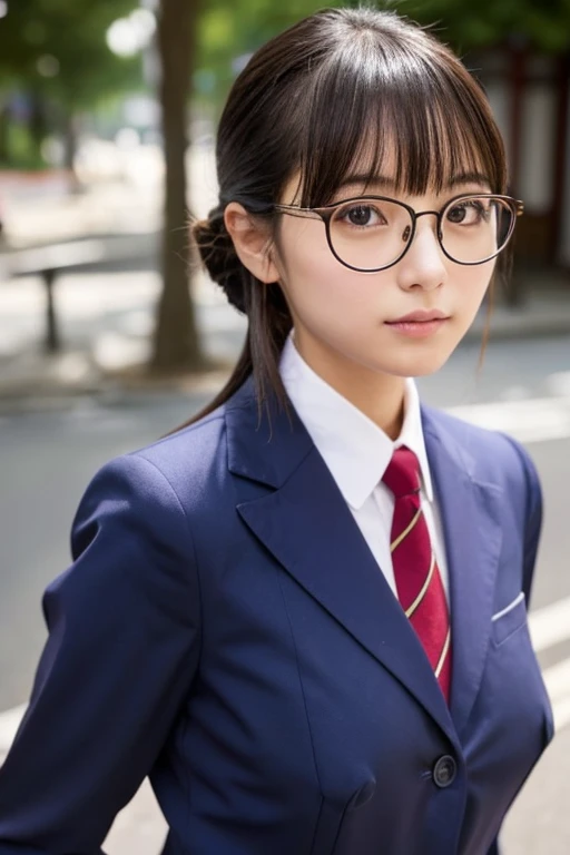 beautiful girl、Japanese、Beautiful breasts、Shortcuts、uniform、round face、Round Glasses、、Erotic