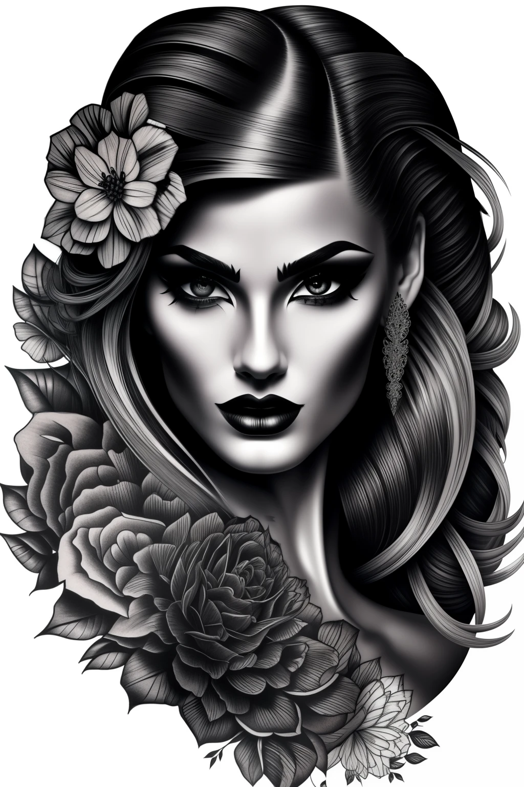 A woman with a flower in her hair and a rose in her hair - SeaArt AI