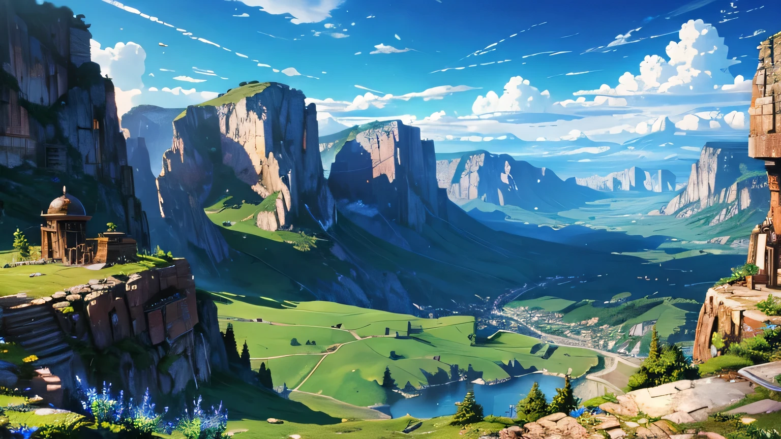 High resolution,High resolution,high quality,landscape,Realistic,blue sky,steampunk style