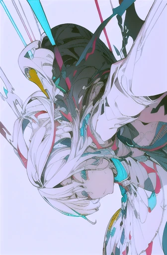 dress,leaning front with hands out in the air,girl from upper view、(masterpiece, highest quality, official art:1.2), (flat color:1.5),(colorful),looking at the viewer,1 girl,alone, white background, ,(2D:1.5) ,NSFW