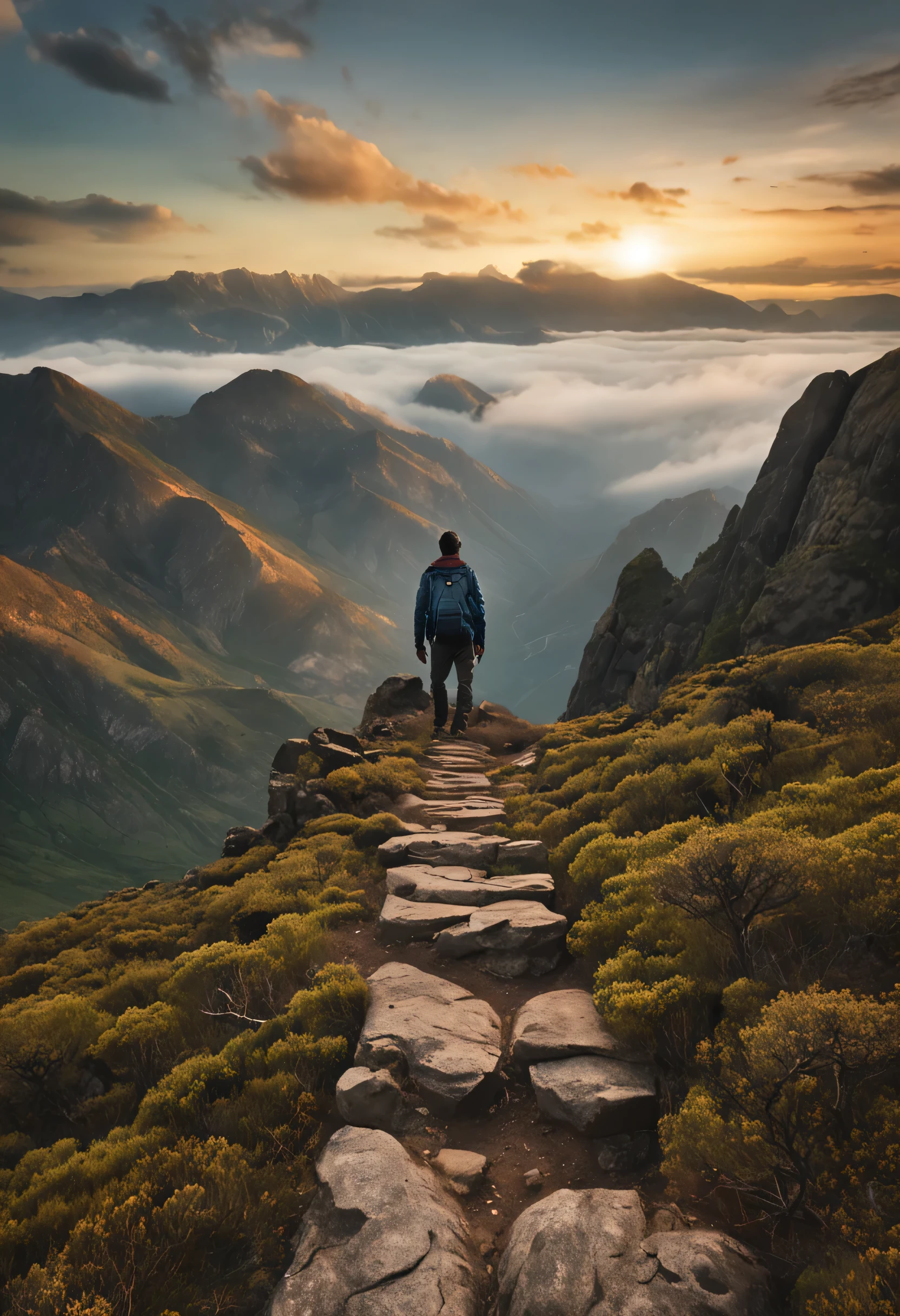 Create an image that represents the concept of overcoming challenges. Sur le prix, Visualisez un individu debout au début d'une pente raide, rough road, symbolisant les obstacles de la vie. The character looks up, Avec de la détermination dans les yeux, Ready to begin the journey of overcoming.
Les caractéristiques du paysage doivent inclure un environnement montagneux avec des rochers et des sentiers difficiles.. Il peut y avoir des nuages sombres dans le ciel, suggesting future difficulties. Cependant, contrairement à cet environnement difficile, Inclure des éléments qui représentent l’espoir et la persévérance, comme un doux lever de soleil commençant à illuminer l'horizon.
Assurez-vous de capturer l'émotion du moment, montrant la détermination sur le visage du personnage principal. Les coups de pinceau doivent transmettre la texture des roches et le mélange des couleurs de l'aube. You can add small details, like a backpack next to the character, indicating the preparation, and resilient flowers growing in rock crevices, symbolisant la force vitale.