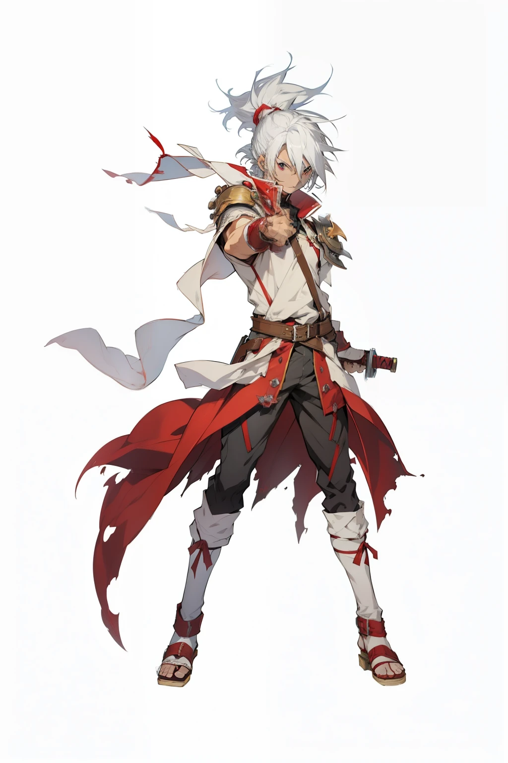 Anime Characters with white hair and red cape holding a sword, ( ( Character Concept Art ) ), 官方Character art, JRPG characters art, Ragnarok, Main Animation Art, Character art, JRPG characters, Chrono trigger Guilty Gear style, main character, best Anime Characters design, Anime Characters, detailed Anime Characters art, Anime Characters art, guilty gear art style