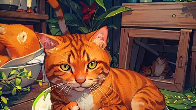 there is a cat sitting in a bowl on the floor, the cat is drinking tea, a cat sipping coffee, ginger cat, mr robert is drinking fresh tea, ginger cat in mid action, orange cat, an orange cat, a cat sitting in a chair, the cat is orange, is ((drinking a cup of tea)), cat photo, cat drinking milk