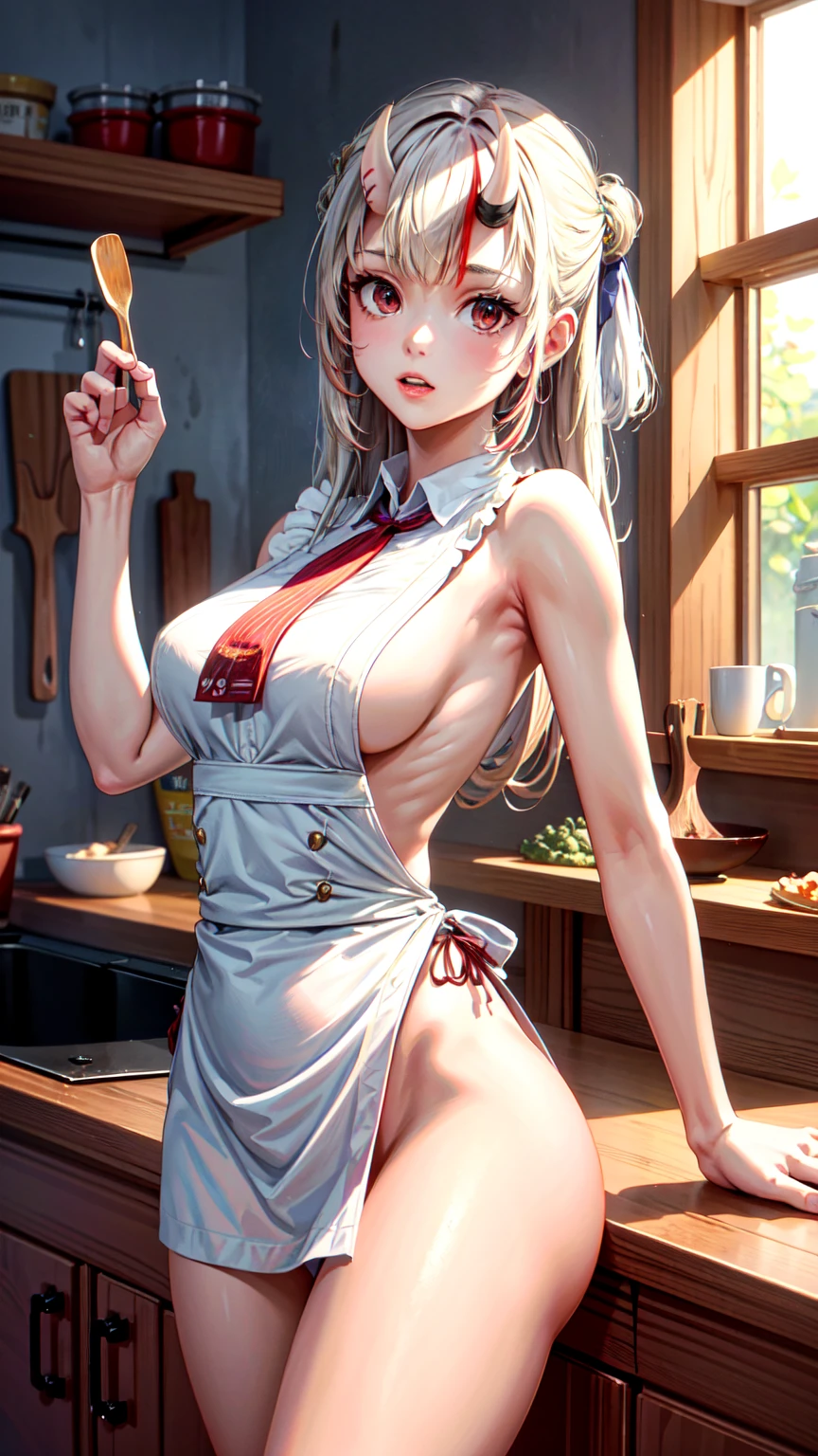 (high resolution:1.2),ultra-detailed,(girl in a kitchen:1.1),(creating a masterpiece artwork:1.1),(wearing jelofolkwang's white apron:1.1). She(stands alone:1.1),confidently(showing her highly detailed and beautifully sculpted body:1.1). The(apron:0.9) partially covers her, revealing a(sideboob:1.1) and a(hint of her perfect physique:1.1).
The kitchen is well-lit with(natural sunlight:1.1), casting a(warm glow:1.1) on the scene. The girl's artwork(takes the center stage:1.1), showcasing her(creativity and talent:1.1). The(painting:1.1) is an(ultra-detailed masterpiece:1.1), with(vivid colors:1.1) and(sharp focus:1.1).
In the(background:1.1), we can see various(cooking utensils:1.1) and(ingredients:1.1), emphasizing the girl's passion for(art and culinary:1.1). The(atmosphere:1.1) is filled with the(aroma of delicious dishes:1.1), enhancing the(overall experience:1.1).
The(image quality:1.1) is of the(highest standard:1.1), with a(resolution of 4K or 8K:1.1), capturing every(minute detail:1.1) in the(artwork:1.1) and the(girl's appearance:1.1). The(lighting and shading:1.1) are expertly(rendered:1.1), creating a(realistic and photorealistic effect:1.1).
This prompt combines(elements of sensual beauty and artistic expression:1.1), presenting a(captivating and visually stunning scene:1.1).