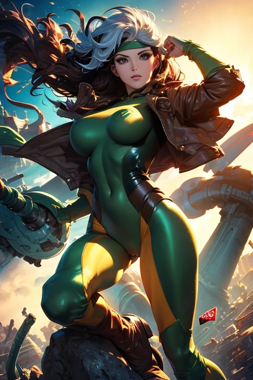 /imagine rogue ao estilo do jim lee, uniforme apertado, cameltoe, athletic body with full breasts, detailed hands, corpo escultural com cintura fina e quadris largos, corpo sensual, ultra hd, bunda arredondada,pernas torneadas