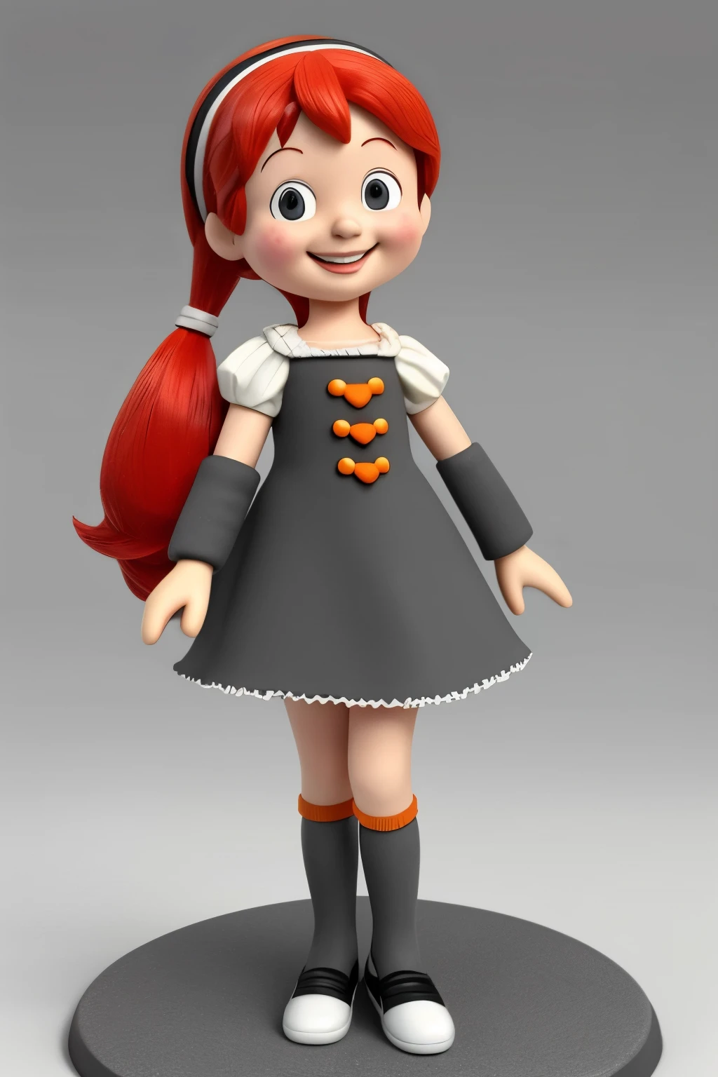 In the heart of a vibrant, monochrome background with a grey front, a beloved character emerges: Red-haired Pippi Longstocking. With her full smile that lights up her adorable, freckled face, she captivates our hearts. Her second body, depicted in a sculpture style, showcases her unique charm and playful spirit in the cartoon world. This charming scene is rendered in a 3D format, adding depth and texture to every detail.
The midday sun casts a warm glow on Pippi, creating a cozy and inviting atmosphere. The image is bathed in the best possible image quality, ensuring every line and curve on her cute, quirky