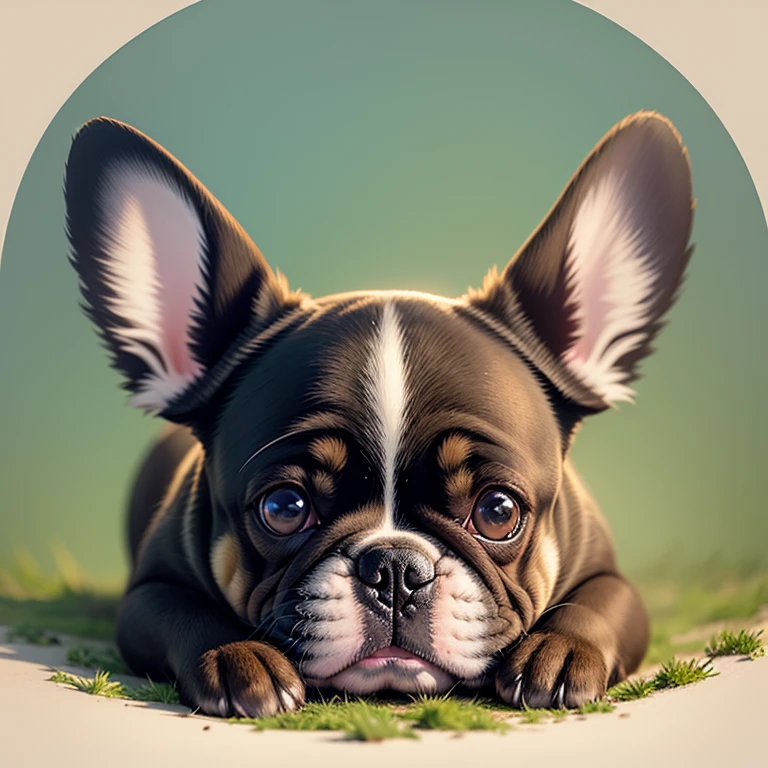 French bulldog, arte animada sorrindo