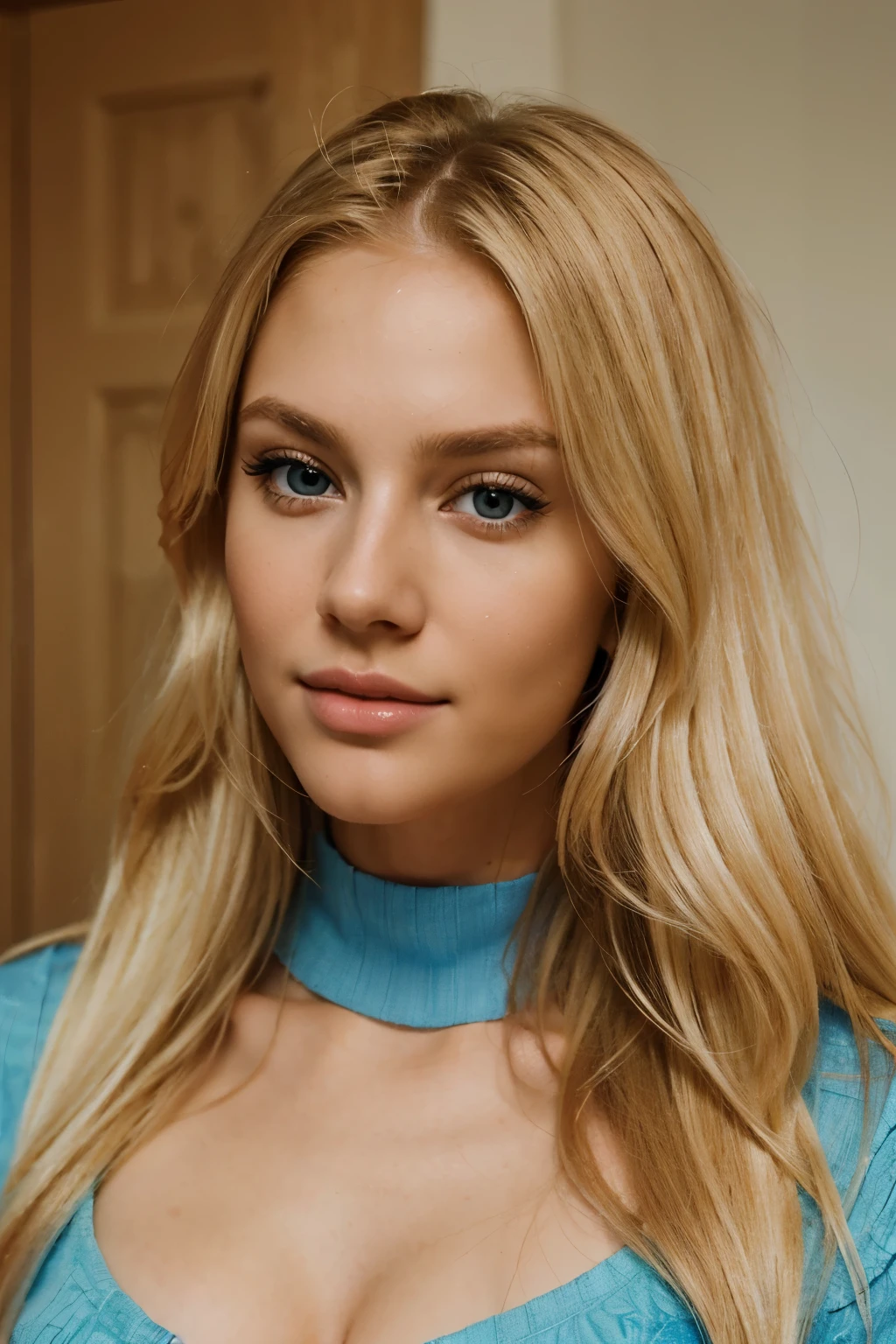 a close-up of a woman with long blonde hair, a blonde Swedish woman, a gorgeous blonde, beautiful Nordic woman, with long blonde hair and large blue eyes, long blonde hair and blue eyes, long blonde hair and big eyes, blonde hair and large eyes, beautiful blonde girl, blonde goddess, beautiful blonde woman, sexy girl with long blonde hair, sleek blond hair, realistic image, shot on ultra high-definition quality camera, a woman with big breasts, woman with big lips